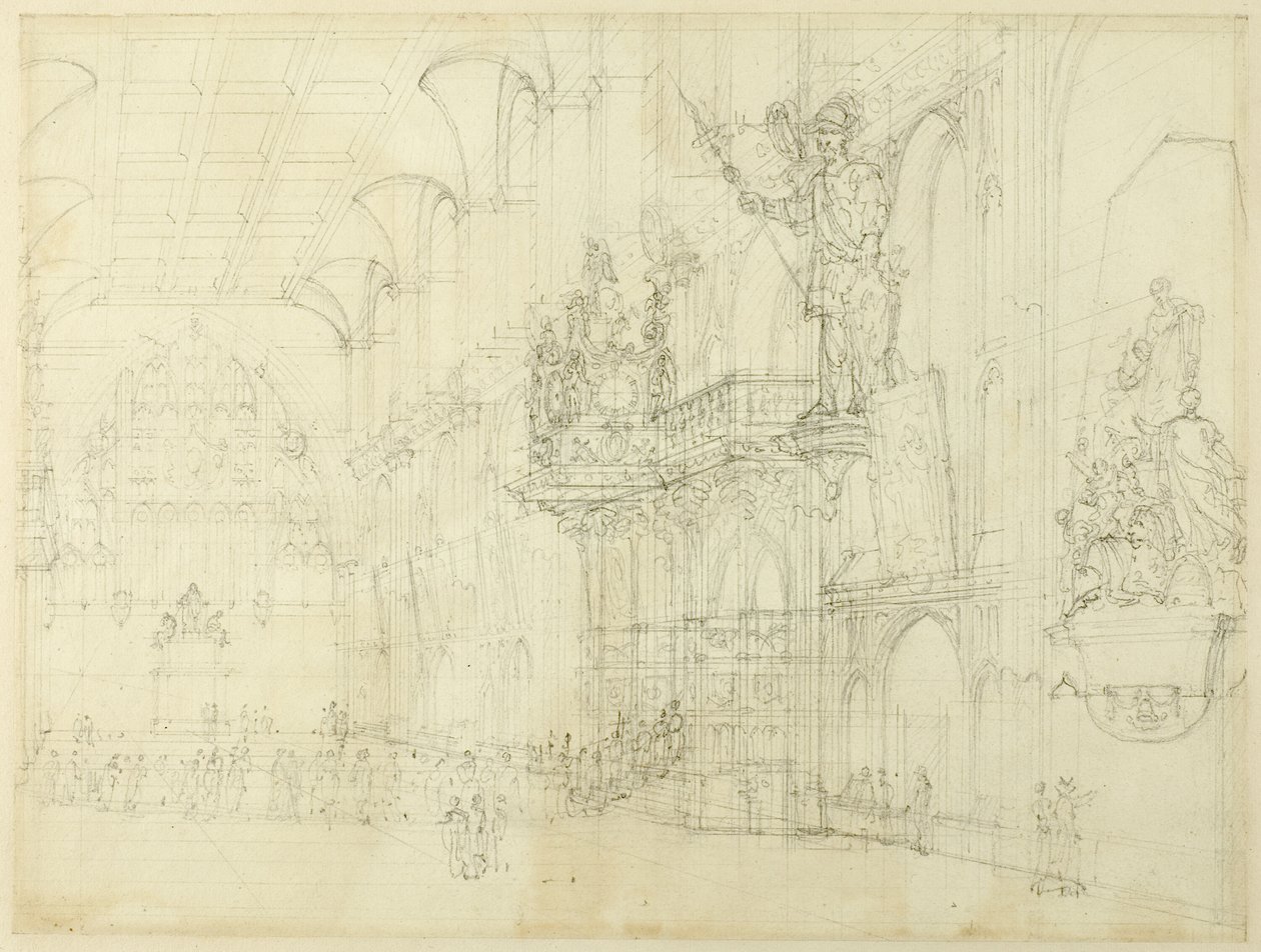 Study for Guild Hall, from Microcosm of London by Augustus Charles Pugin
