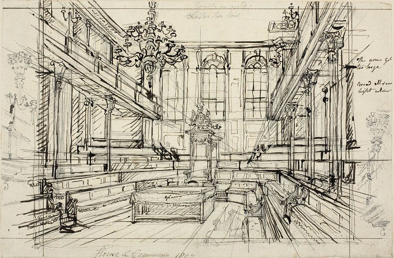 Study for House of Commons (from Microcosm of London) by Augustus Charles Pugin