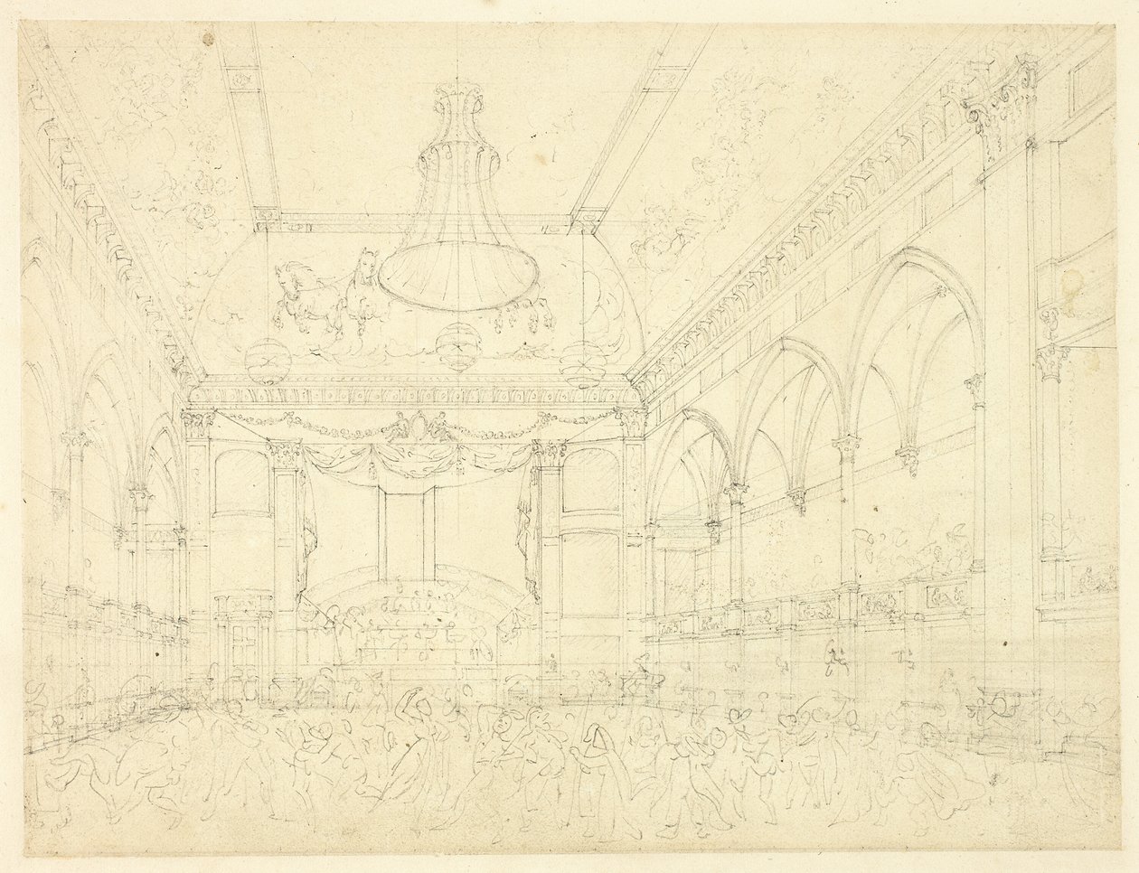 Study for Pantheon Masquerade, from Microcosm of London by Augustus Charles Pugin