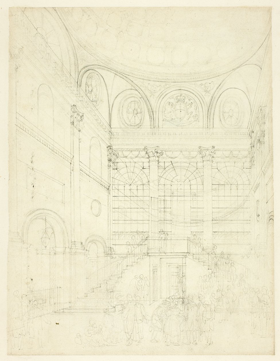 Study for Session House, Clerkenwell (from Microcosm of London) by Augustus Charles Pugin