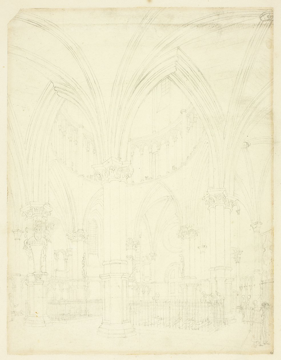 Study for Temple Church, from Microcosm of London by Augustus Charles Pugin
