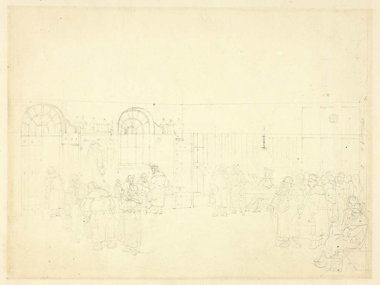 Study for Watch House, St. Mary Le Bone, from Microcosm of London by Augustus Charles Pugin