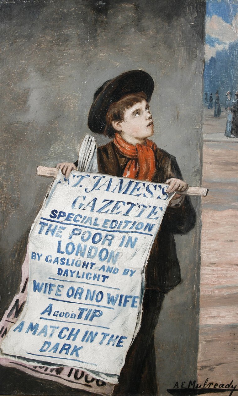 A London Newsboy by Augustus Edwin Mulready