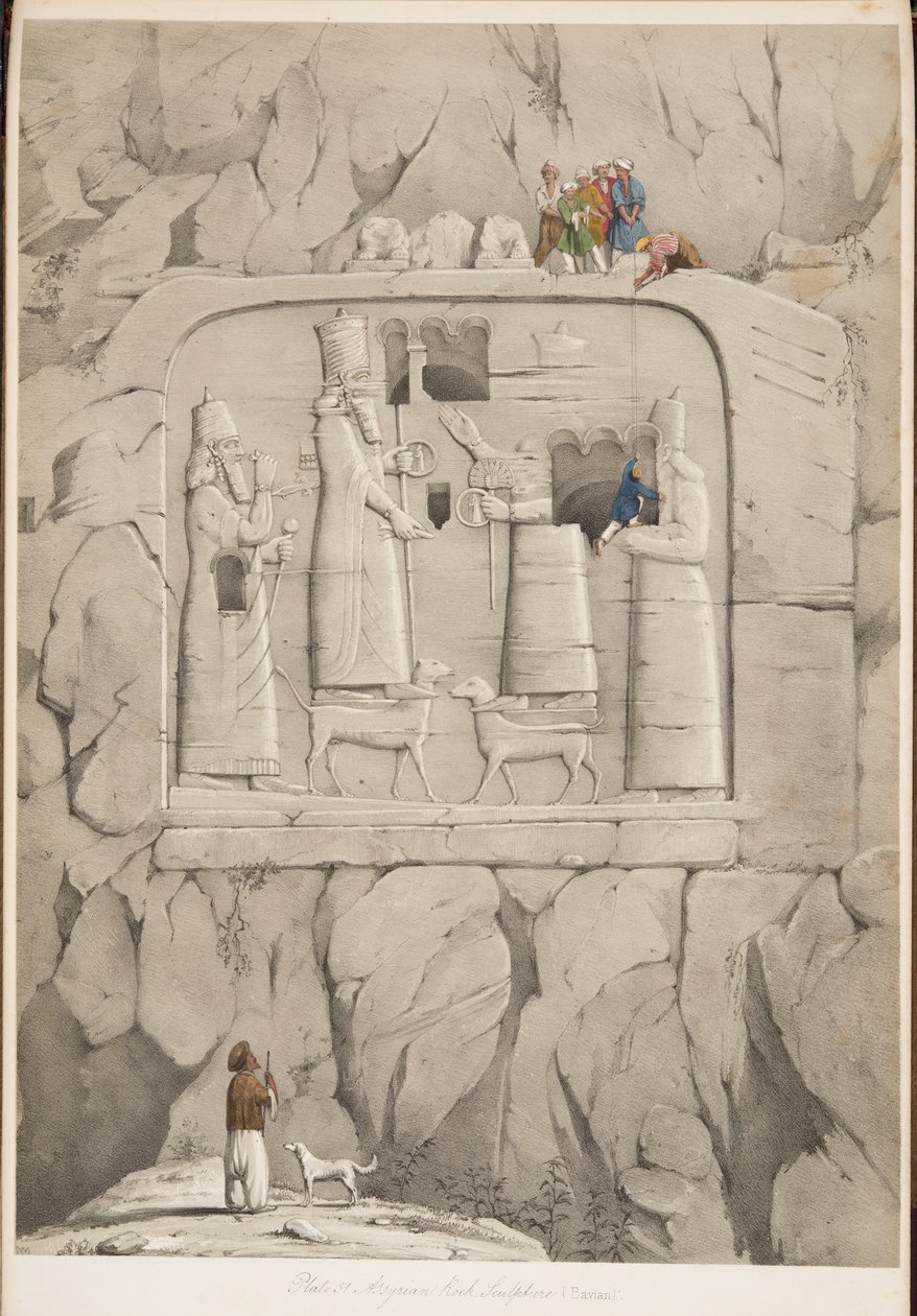 Assyrian Rock Sculpture (Bavian), from Monuments of Nineveh by Austen Henry Layard