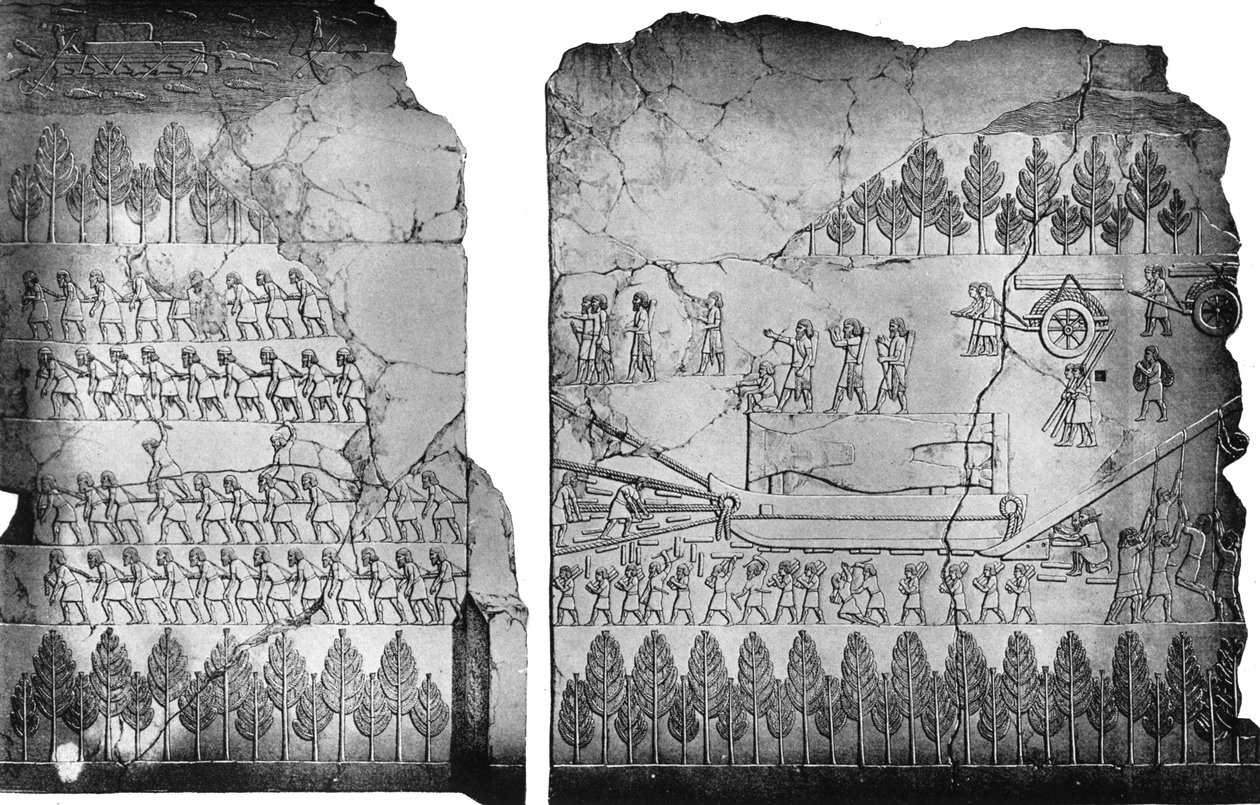 Assyrians Moving a Winged Bull by Austen Henry Layard