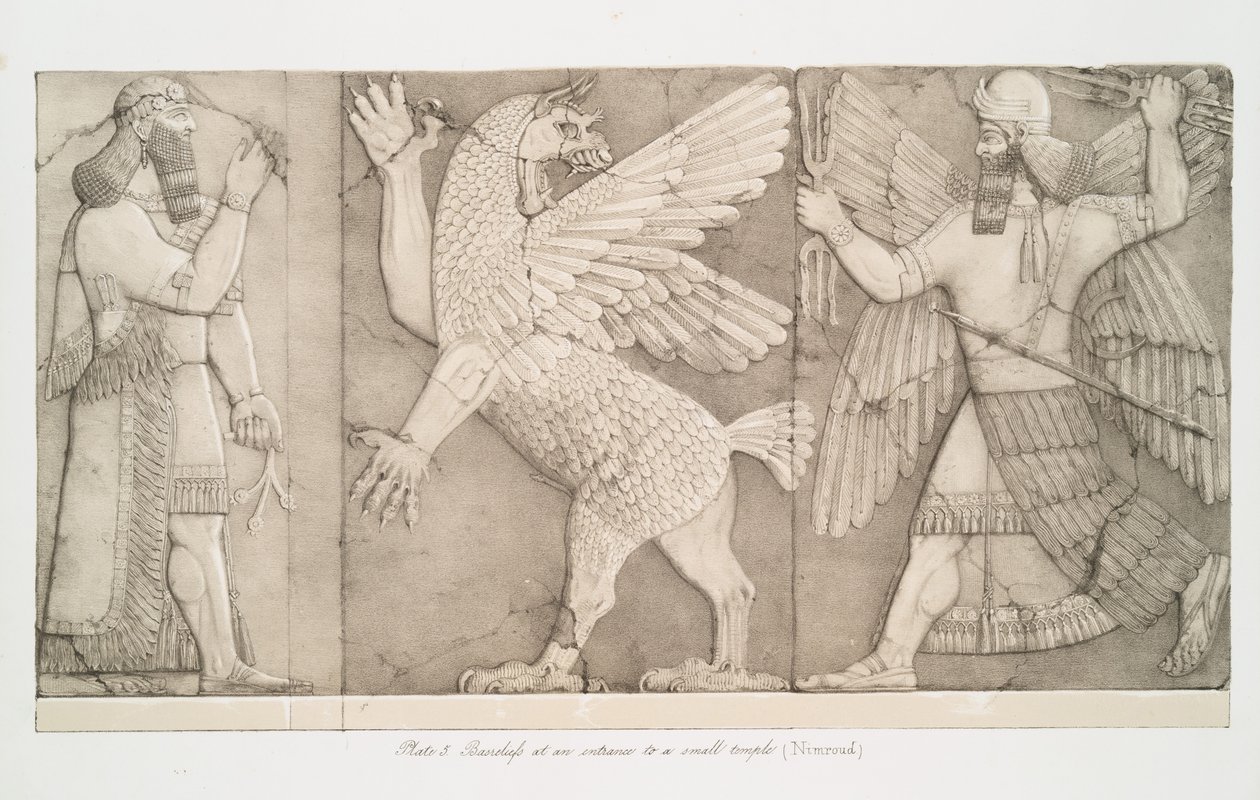 Bas-Reliefs at an Entrance to a Small Temple at Nimroud [Calah], 1853 by Austen Henry Layard