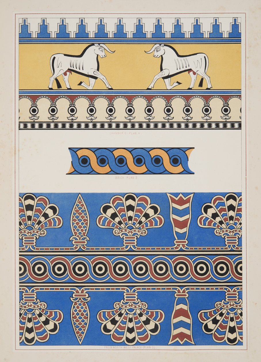 Painted Ornaments from Nimroud, from Monuments of Nineveh by Austen Henry Layard