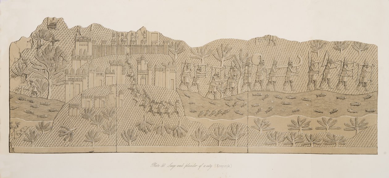 Siege and plunder of a City, from Monuments of Nineveh by Austen Henry Layard