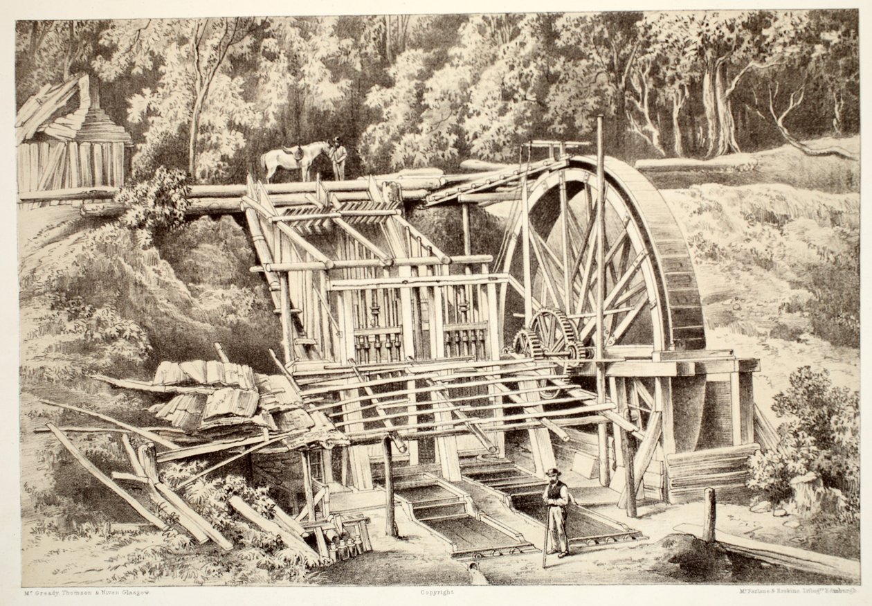 Quartz crushing mill, from The History of Australasia by David Blair, 1879 by Australian School