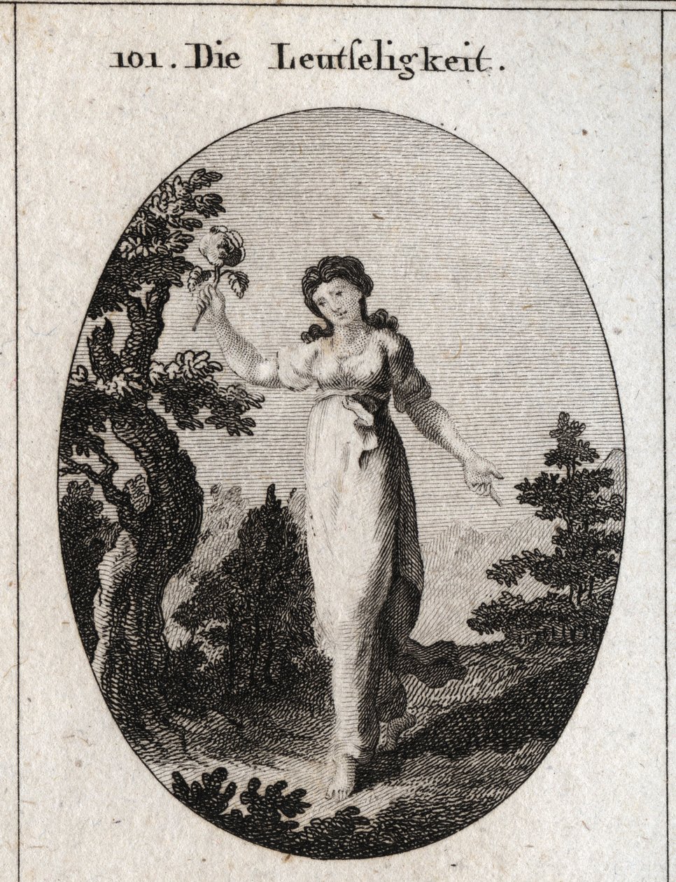 Allegory of Affability Presenting a Large Rose Blossom. Engraving in 