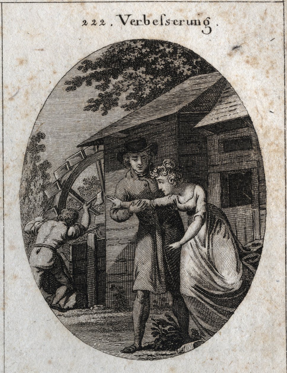 Allegory of correction. Expression: At the mill and has a young bride, there is always something to do again. Engraving in 
