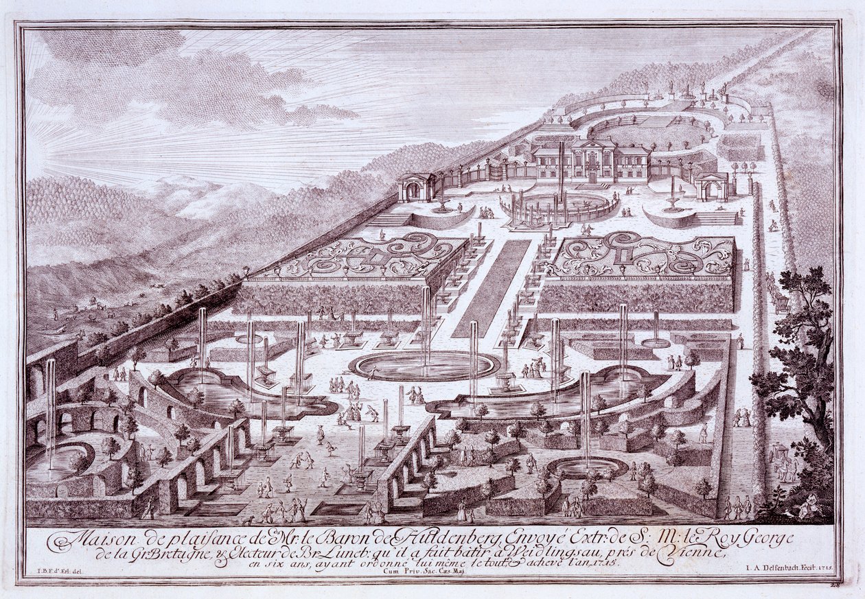 Magnificent gardens and palace of Baron de Huldenburg, built by him at Widlingsau, 1719 by Austrian School