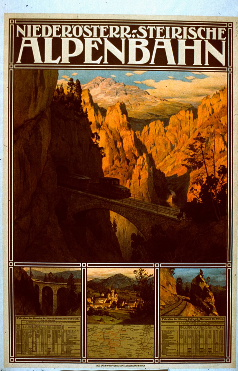 Poster for the Niederösterreich-Steirische Alpenbahn by Austrian School