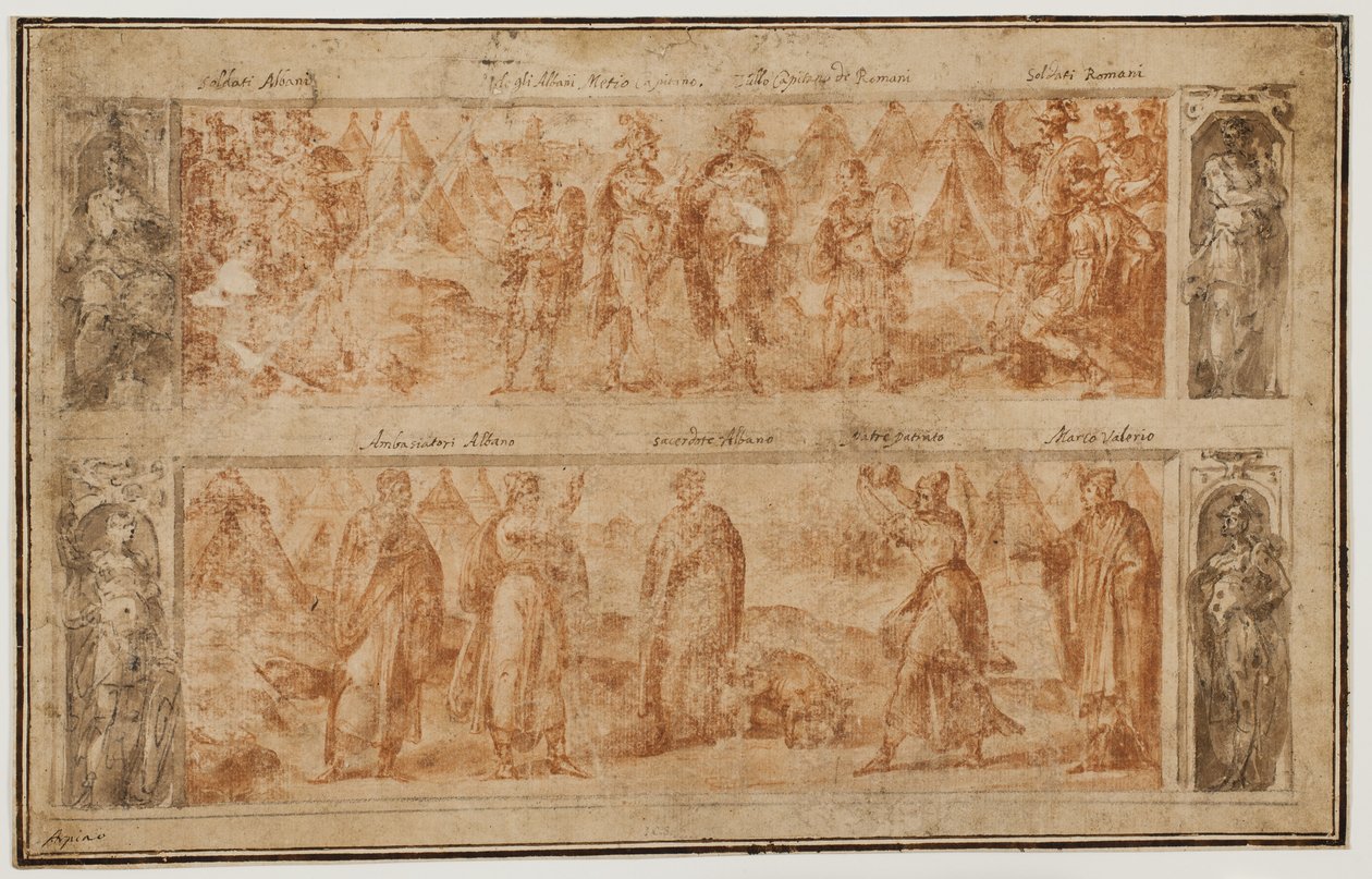 Two Friezes, One Above the Other, with Scenes from the Early History of Rome by Avanzino Nucci
