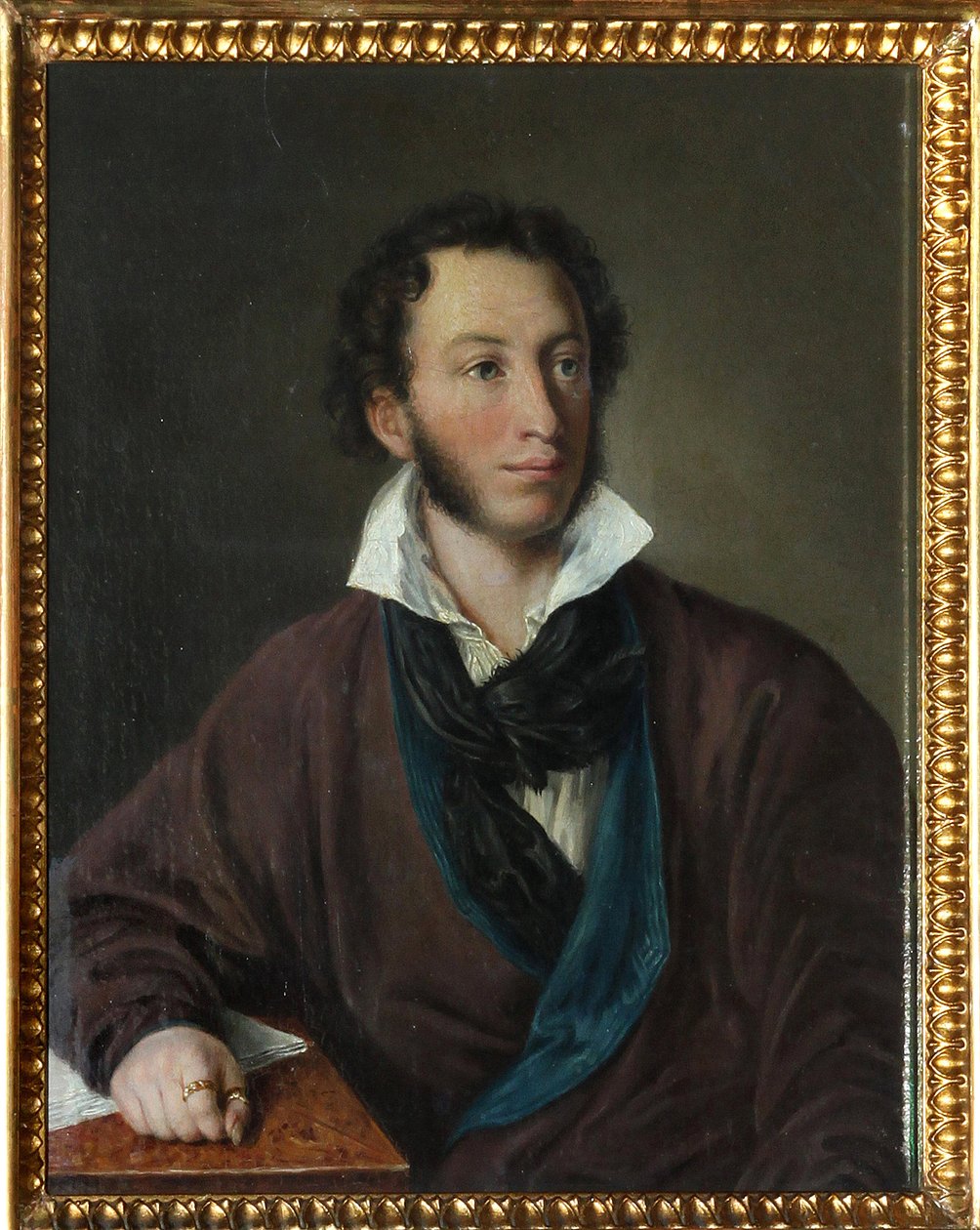 Portrait of the writer Alexander Pushkin (1799-1837) - Copy after V. Tropinin, by Avdotya Petrovna Yelagina (1789-1877), Oil on canvas 1827 by Avdotya Petrovna Yelagina