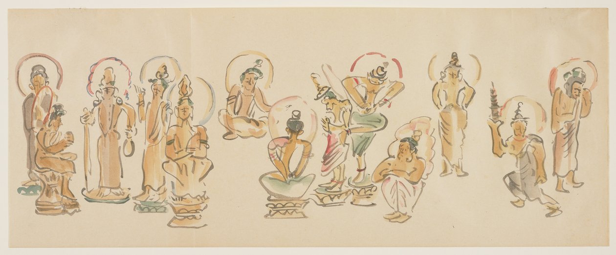 Asakusa Kannon Temple Caricatures, c. 1900 by Awashima Kangestu