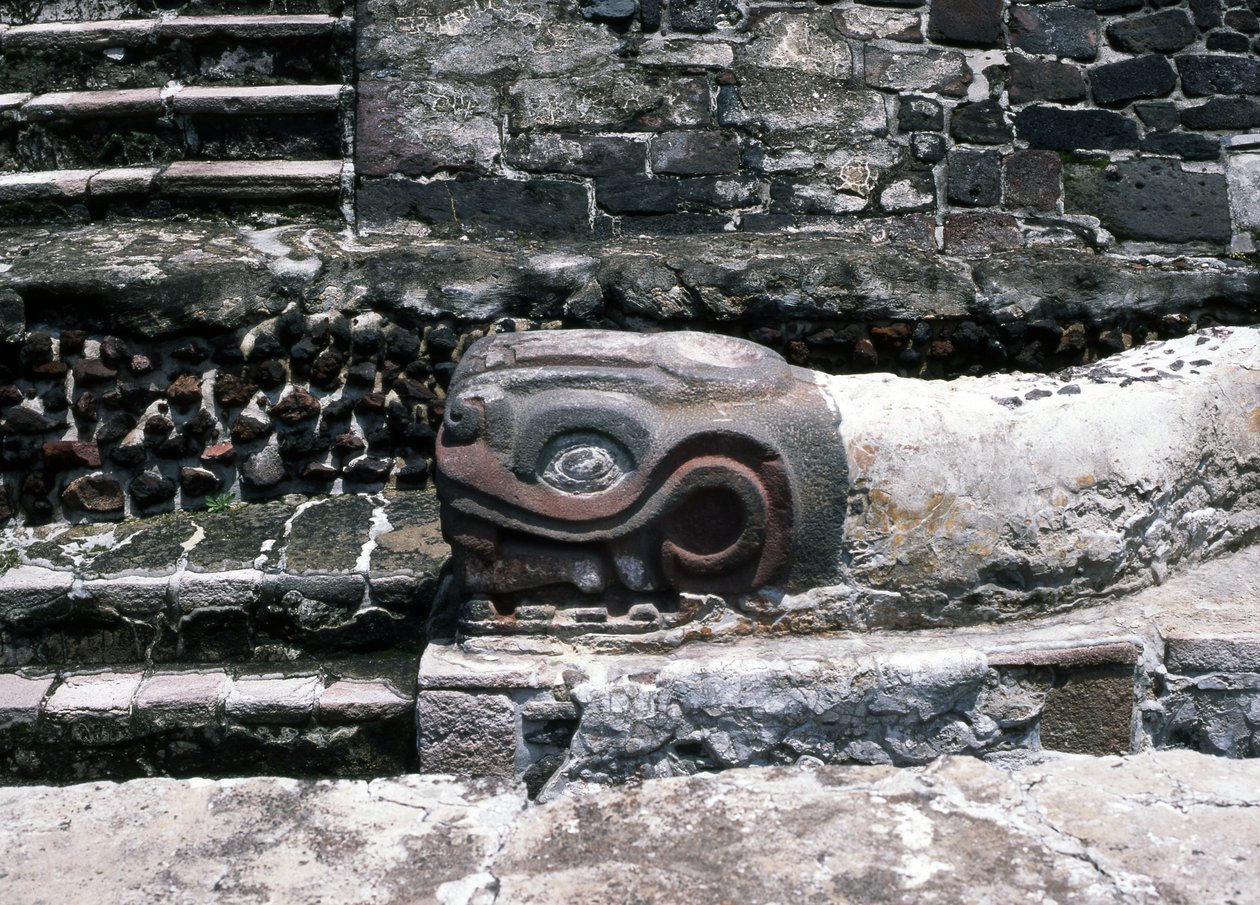 Snake on Templo Mayor, Late Post Classic period by Aztec