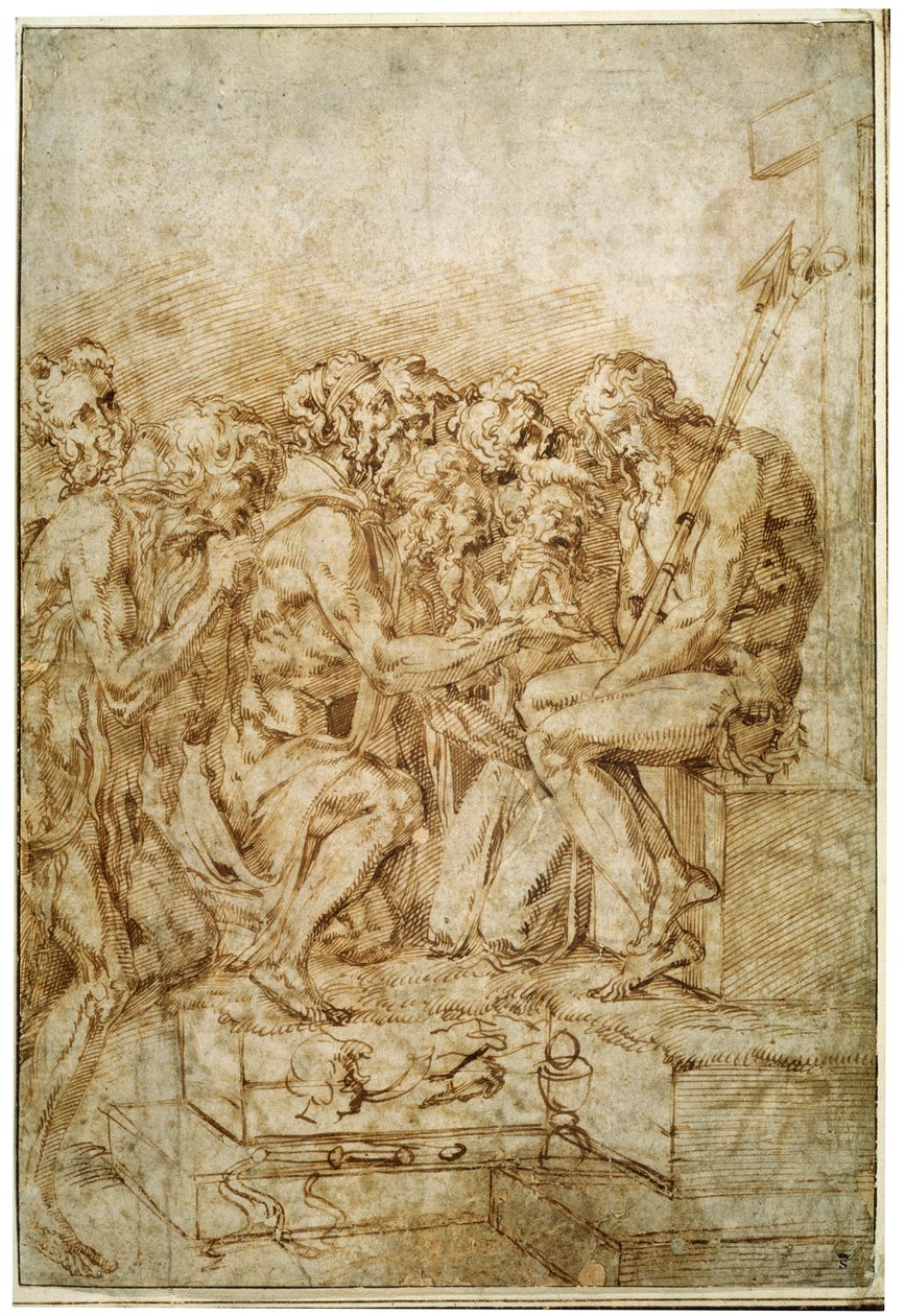 Christ with Symbols of Passions attended by seven Figures by Baccio Bandinelli