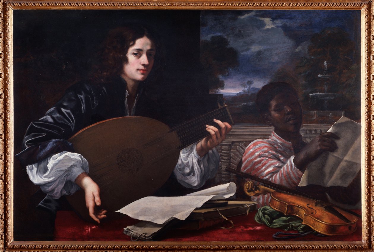 Portrait of Lute Player with Black Singer by Baldassare Franceschini
