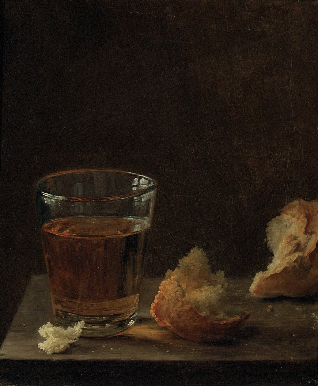 A Glass of Beer and a Bread Roll on a Table by Balthasar Denner