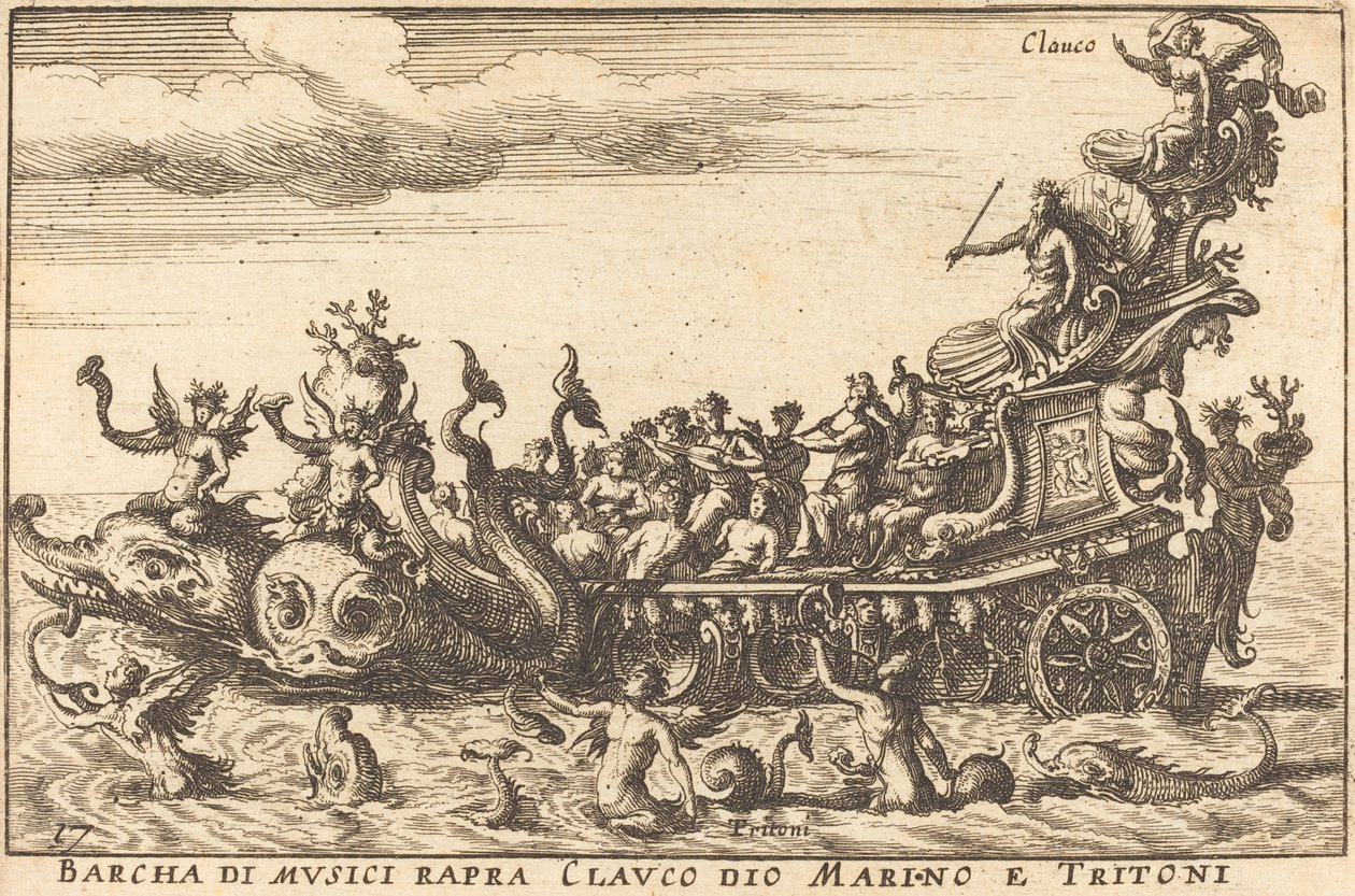 Barcha di Musici Rapra Clauco Dio Marino e Tritoni by Balthasar Moncornet after Remigio Cantagallina