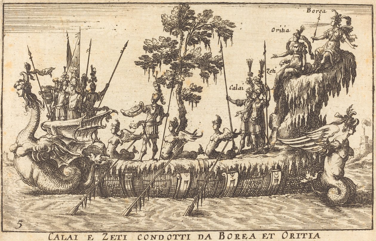 Calai and Zeti Led by Boreas and Orithyia by Balthasar Moncornet after Remigio Cantagallina