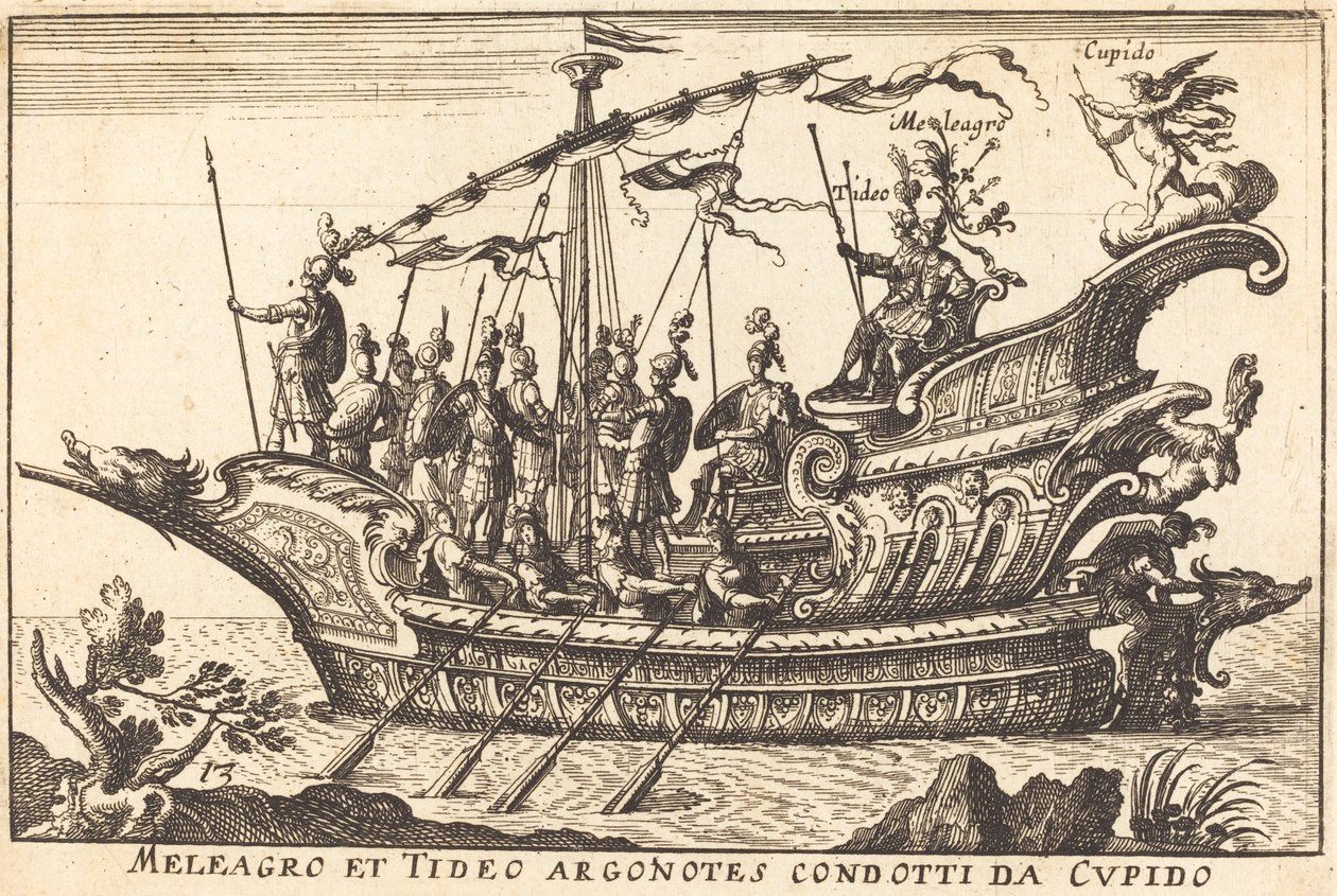 Meleager and Tydeus Led by Cupid by Balthasar Moncornet after Remigio Cantagallina