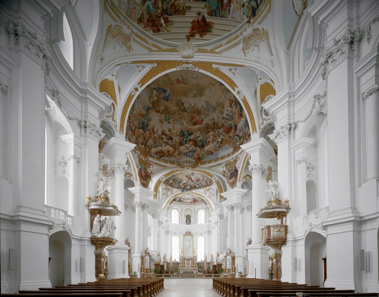 Internal view of the monastery church, Neresheim, Germany by Balthasar Neumann