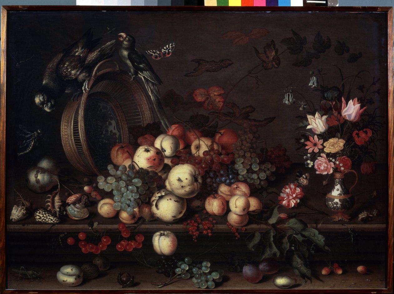 Still Life with Fruits, Flowers and Parrots (also called Still Life with Fruits, Shells and Insects) by Balthasar van der Ast