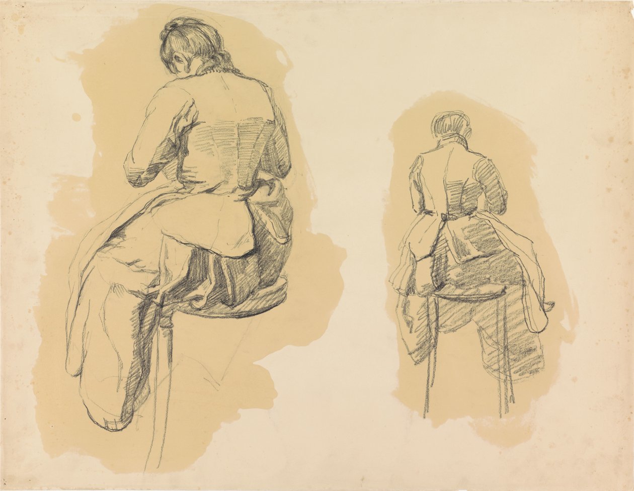 Two Studies of a Woman, Sitting on a Stool, Seen from the Back by Barbara Elisabeth van Houten