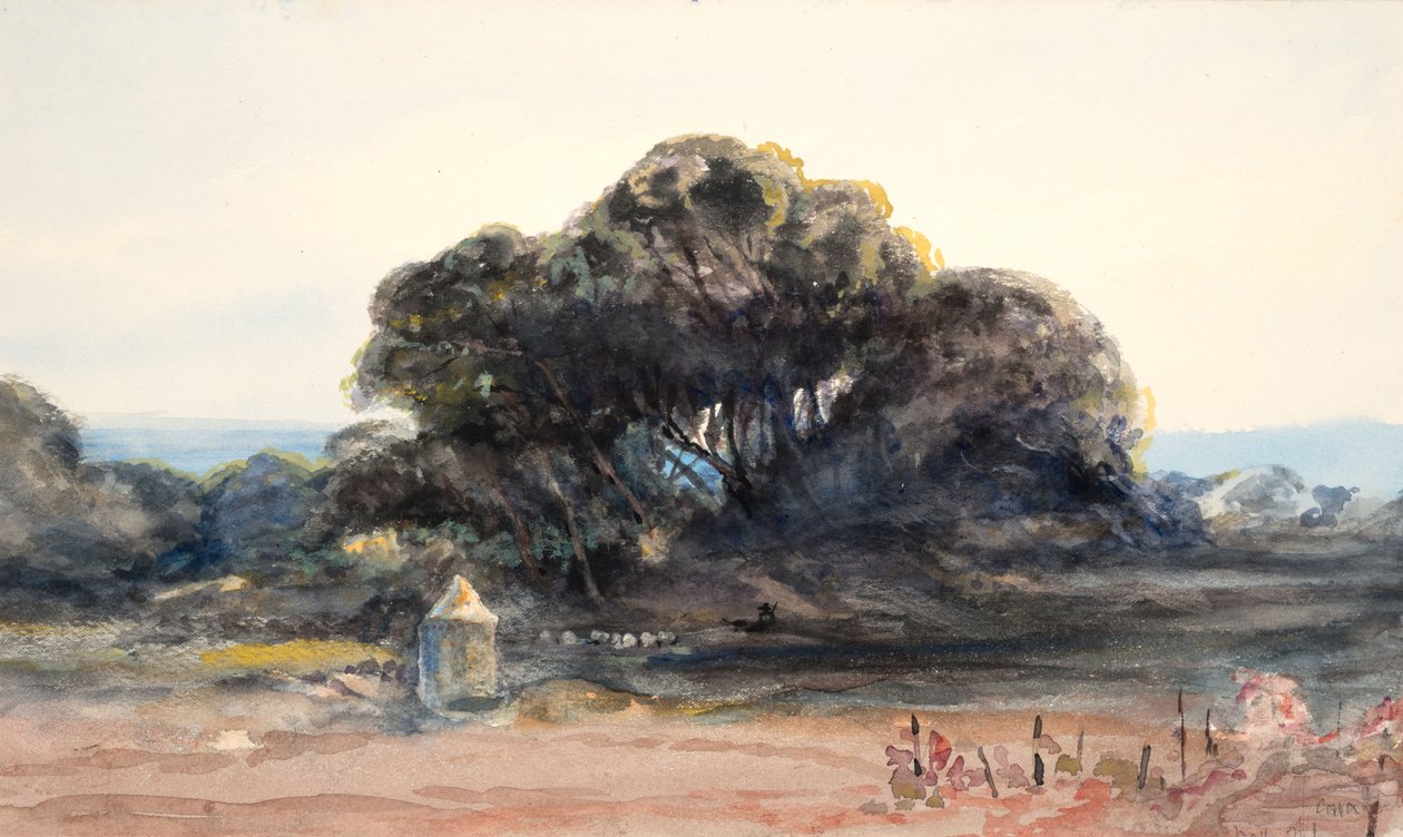 Landscape: Pine and Small Turret by Barbara Leigh Smith Bodichon