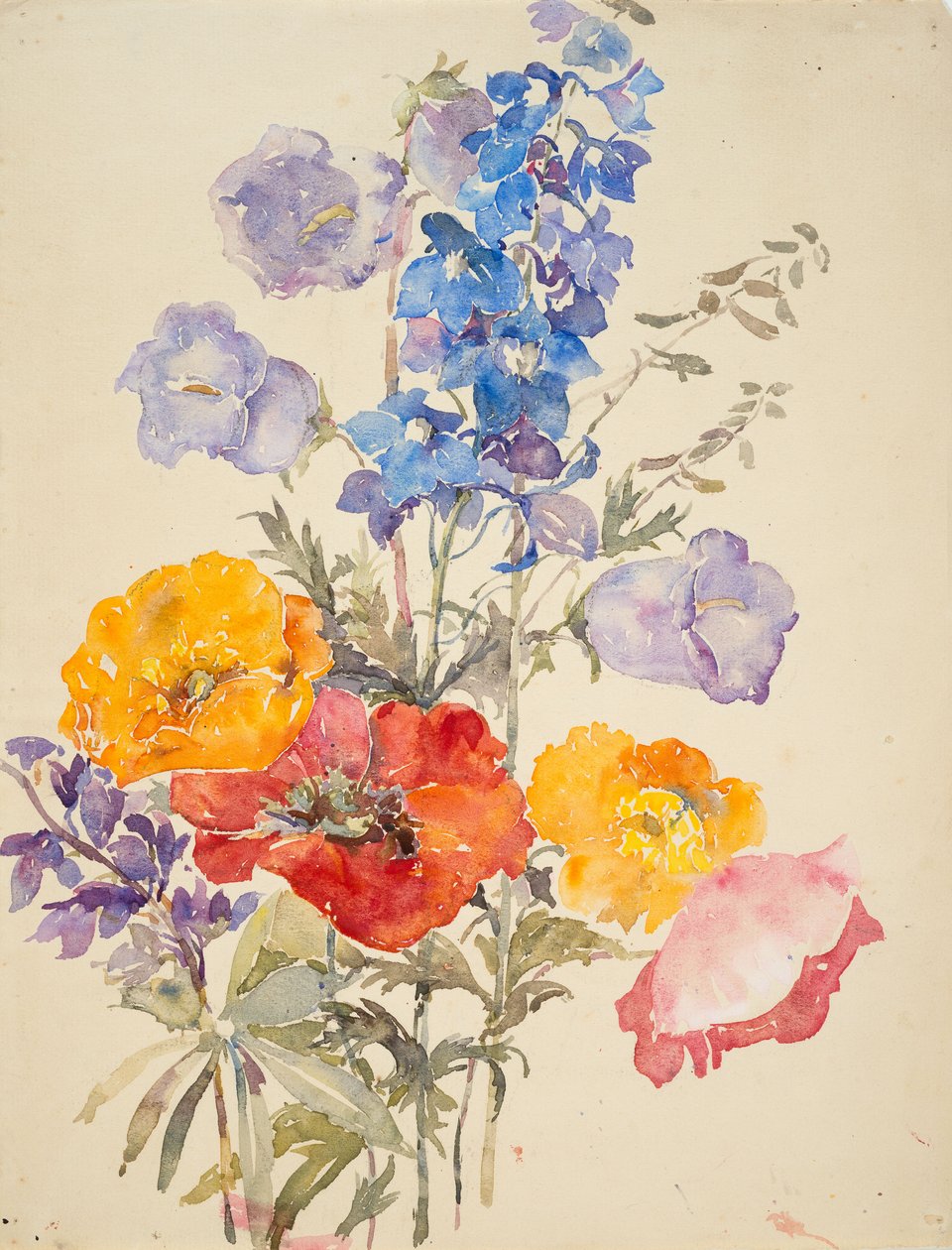 Yellow, Red, and Blue Flowers by Barbara Leigh Smith Bodichon