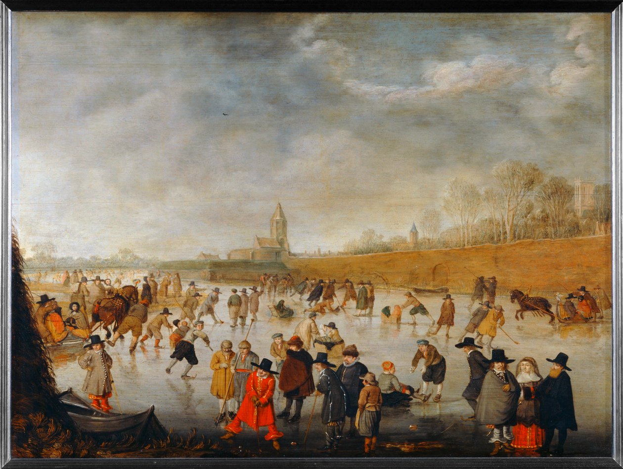 Ice Skating Scene at Kampen by Barent Avercamp