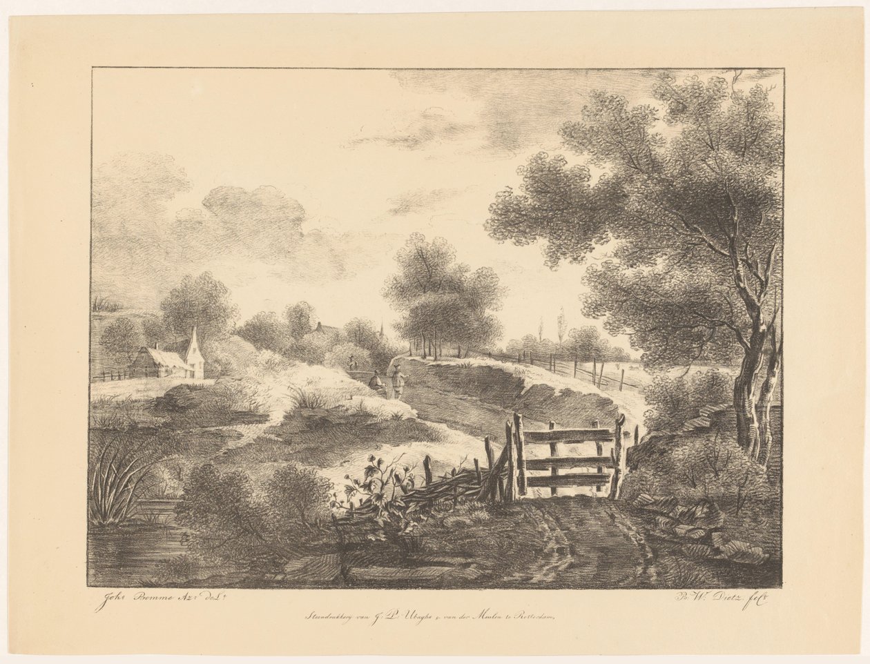 Landscape with Houses, Stream, and Path by Barentie Willem Dietz