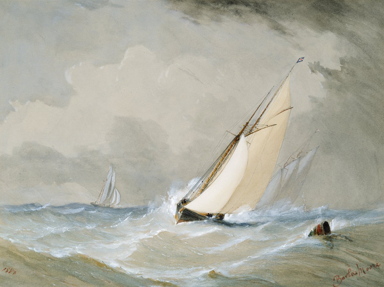 Miranda Working in from the Weilingen Light Ship in a Heavy Wind - Ostend by Barlow Moore