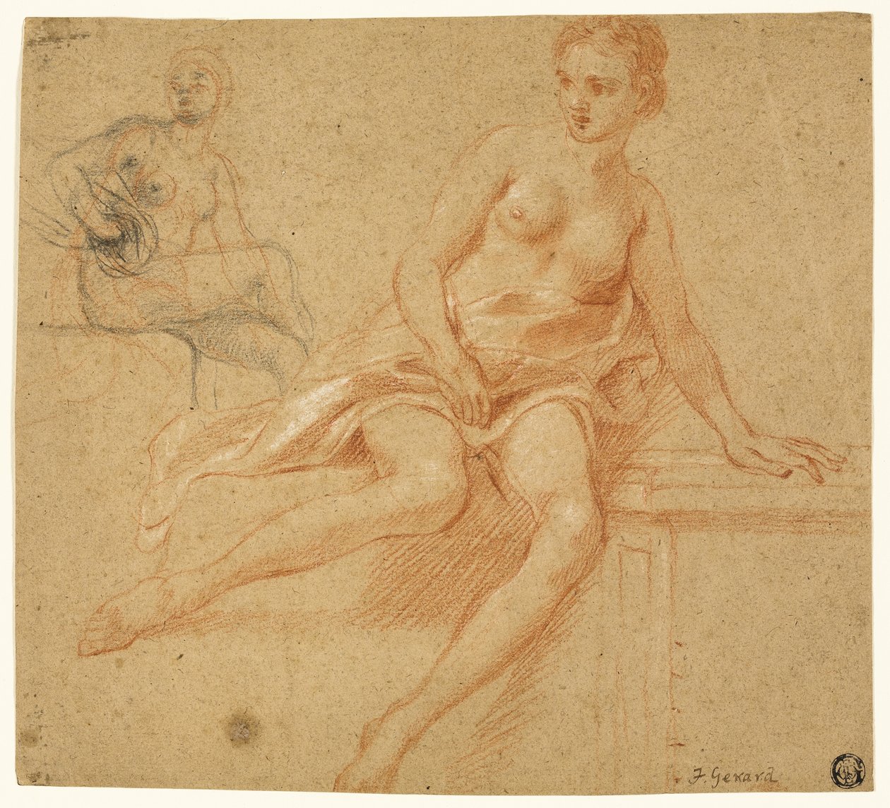 Two Sketches of Seated Female Nude by Baron François Pascal Simon Gérard