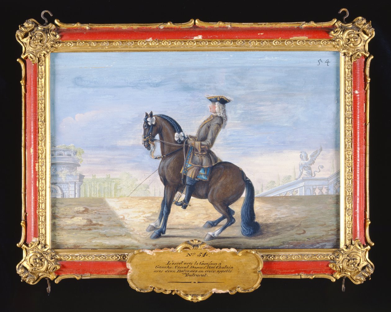 No. 54 A Danish Chestnut Bay Horse of the Spanish Riding School Performing a Dressage Movement by Baron Reis Eisenberg