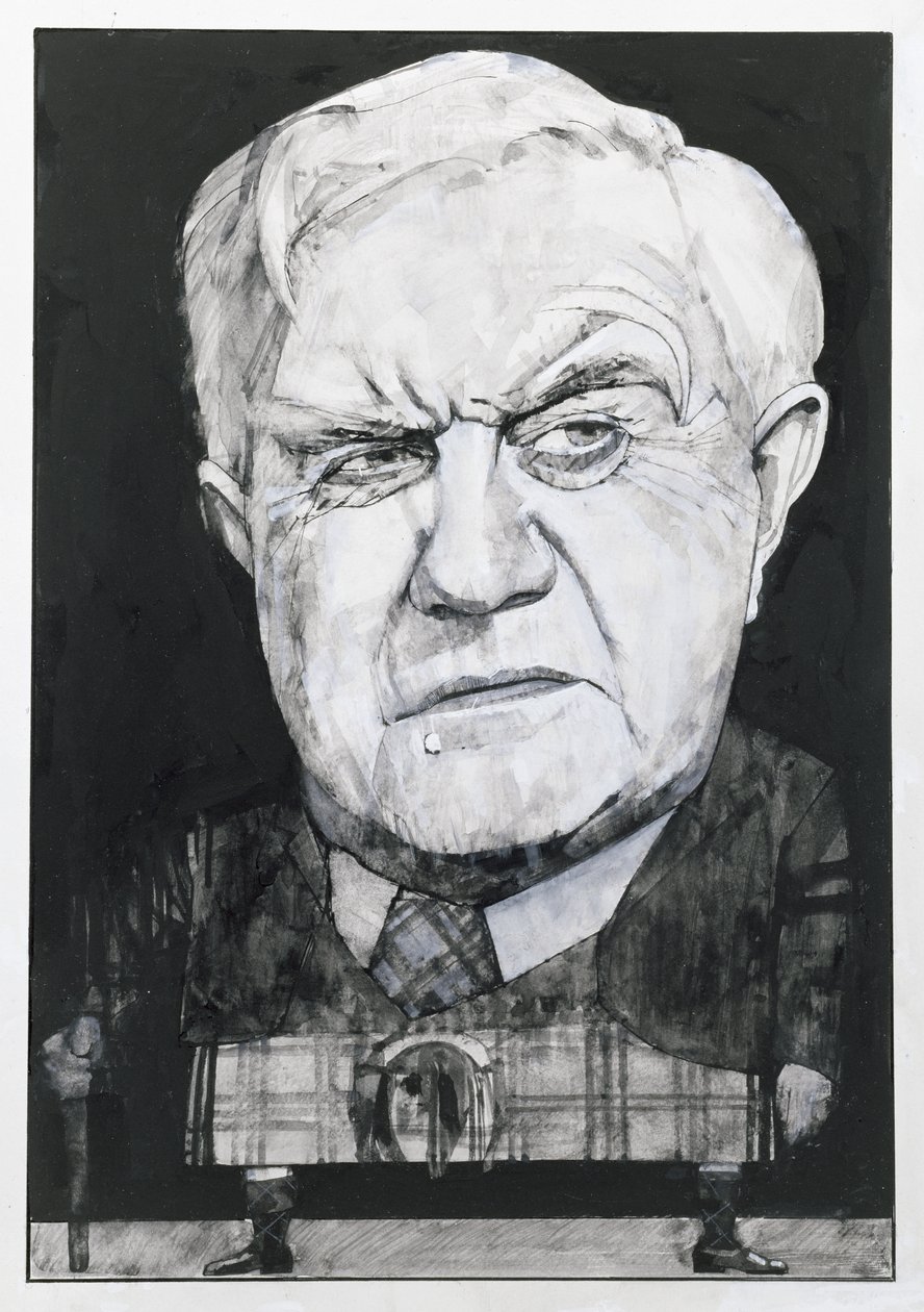 Portrait of Andrew Cruickshank, illustration for The Sunday Times by Barry Fantoni
