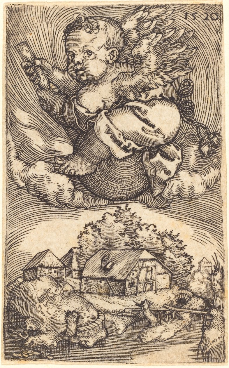 Genius on a Globe Floating in the Air by Barthel Beham
