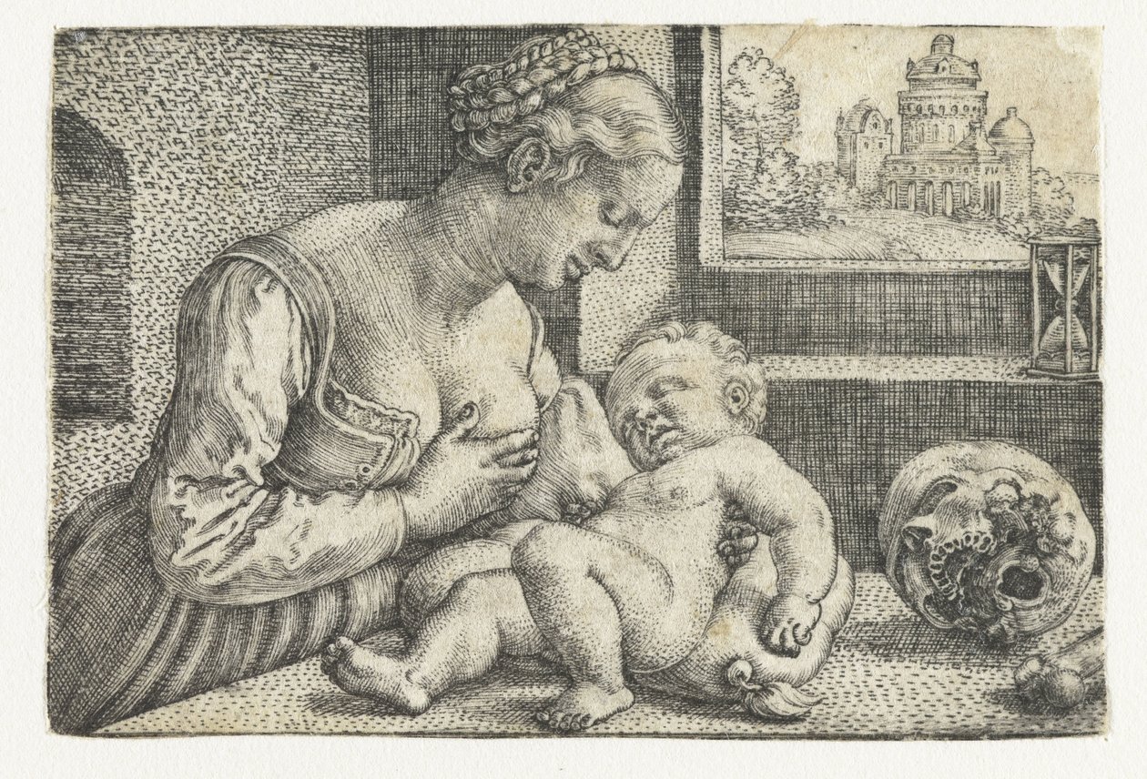 Mary with Child at Breast and Skull by Barthel Beham
