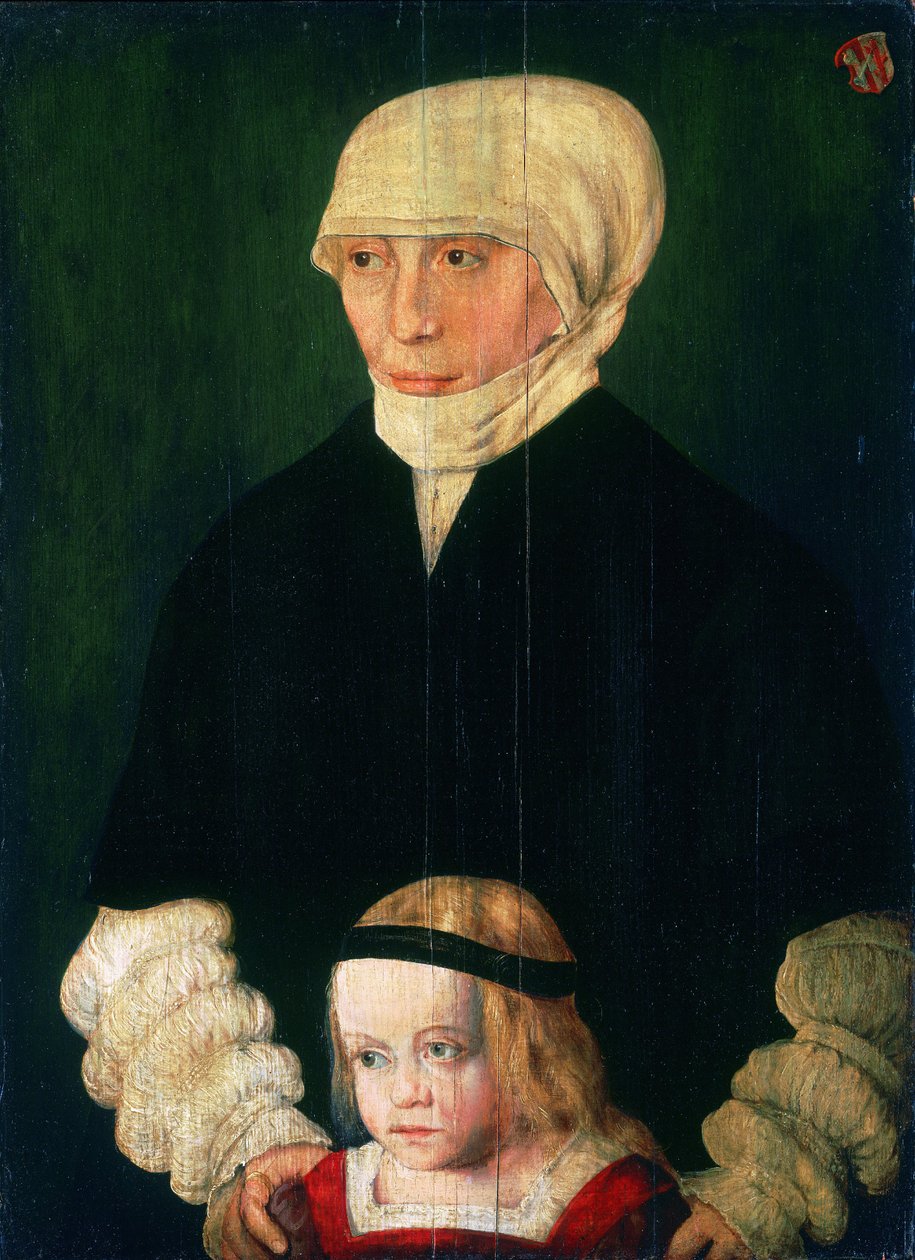 Portrait of Margaret Urmiller, née Schwab, and Her Daughter by Barthel Beham
