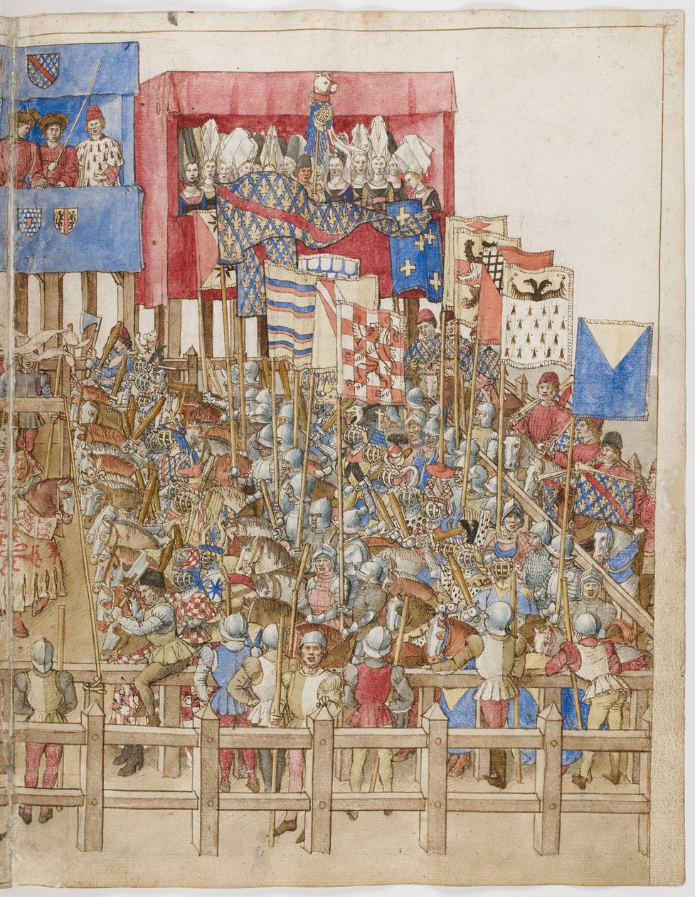 Illumination from the Book of Tournaments of King René of Anjou, drawings by Barthélemy d