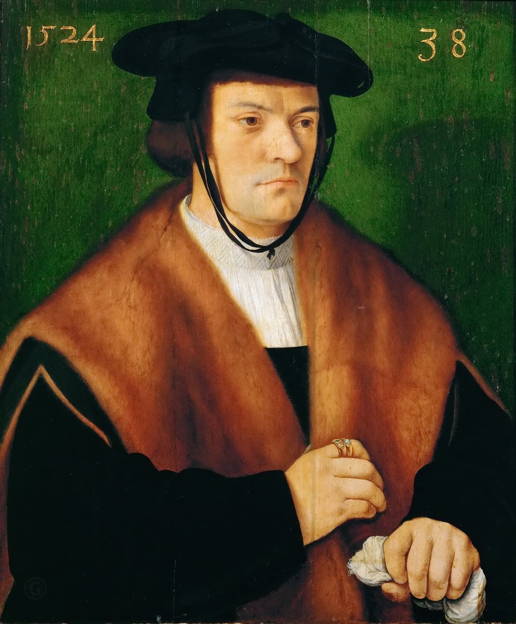 Gerhard von Westerburg (1486–after 1539), Half-Length, in a Fur-Trimmed Mantle and Black Hat by Bartholomaeus Bruyn the Elder