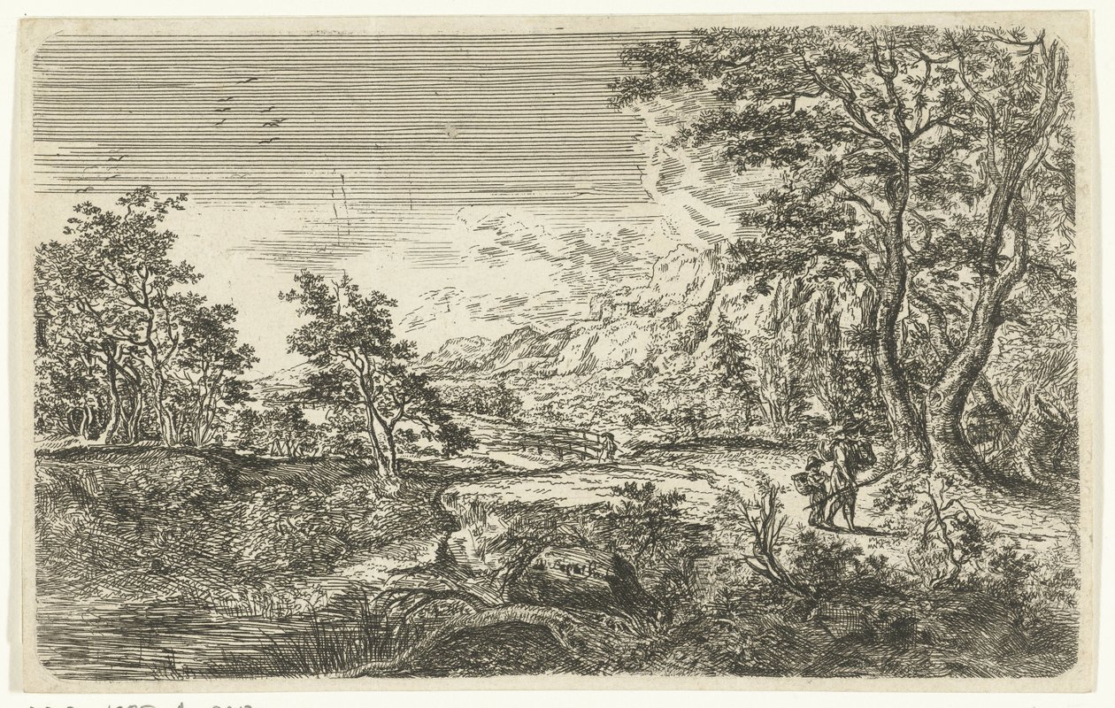 Landscape with Man and Boy by Bartholomäus Ignaz Weiss (attributed to)
