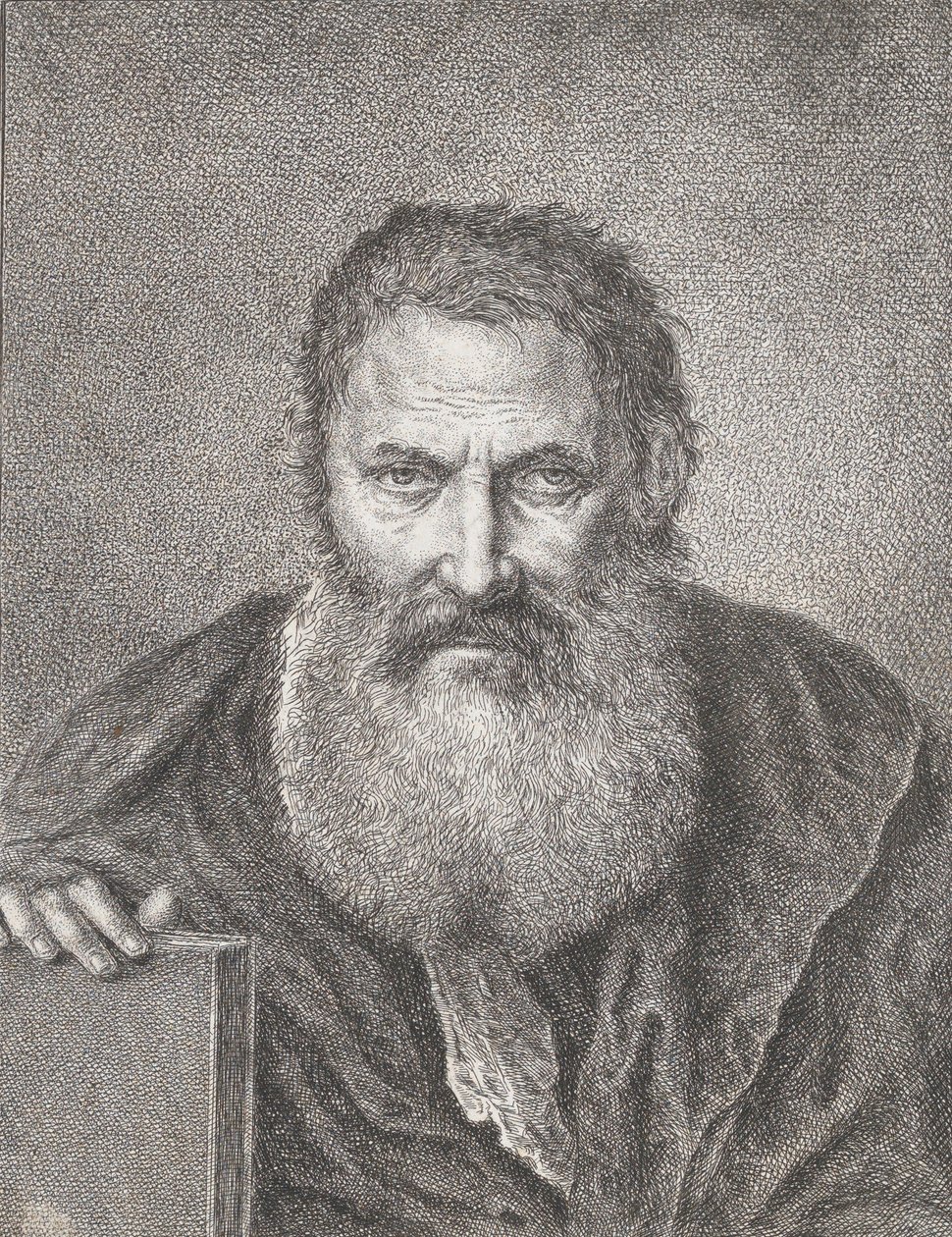 Portrait of a bearded man holding a book by Bartholomaeus Ignaz Weiss