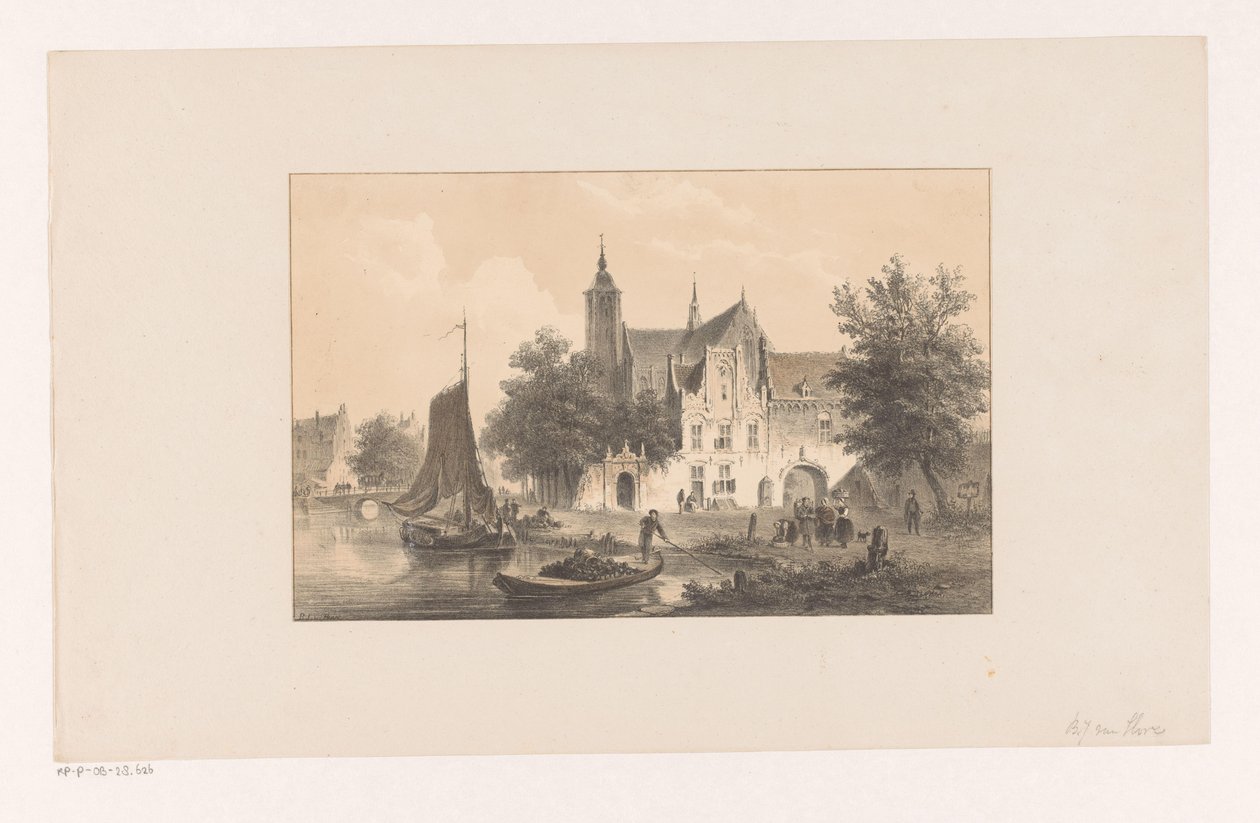 Cityscape with River and Church by Bartholomeus Johannes van Hove