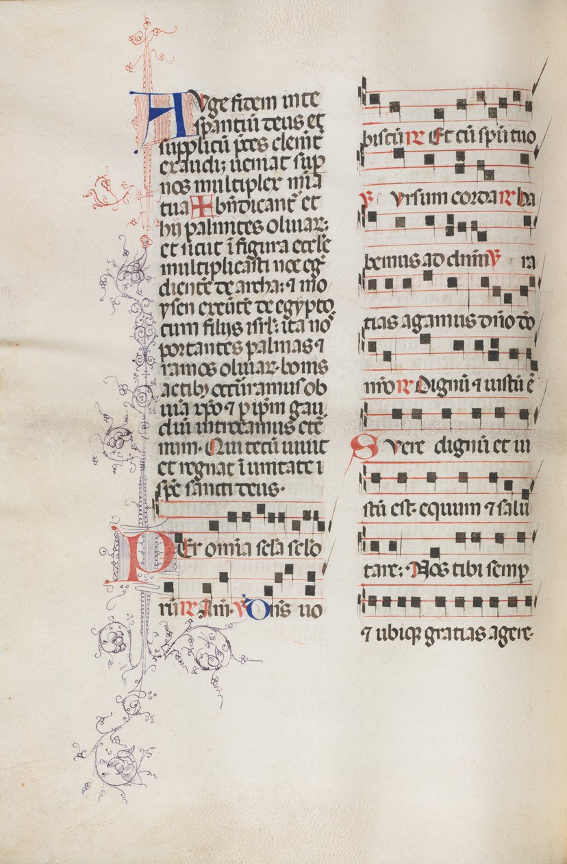 Missale: Fol. 111v, Contains Some Music as Part of Palm Sunday Liturgy by Bartolomeo Caporali