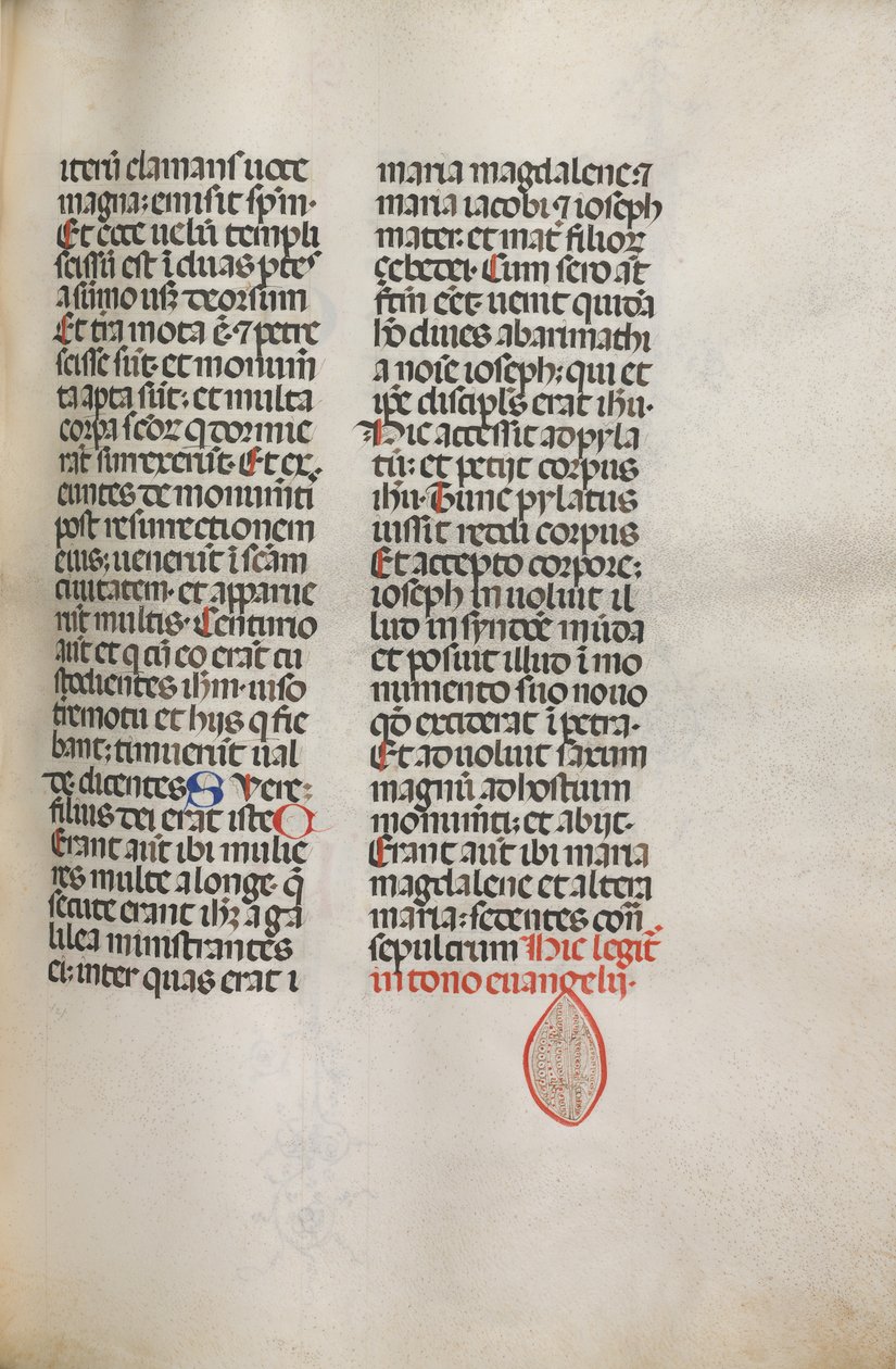 Missale: Fol. 122: contains music for Hely Hely Lama etc. within St. Mattion Passion by Bartolomeo Caporali