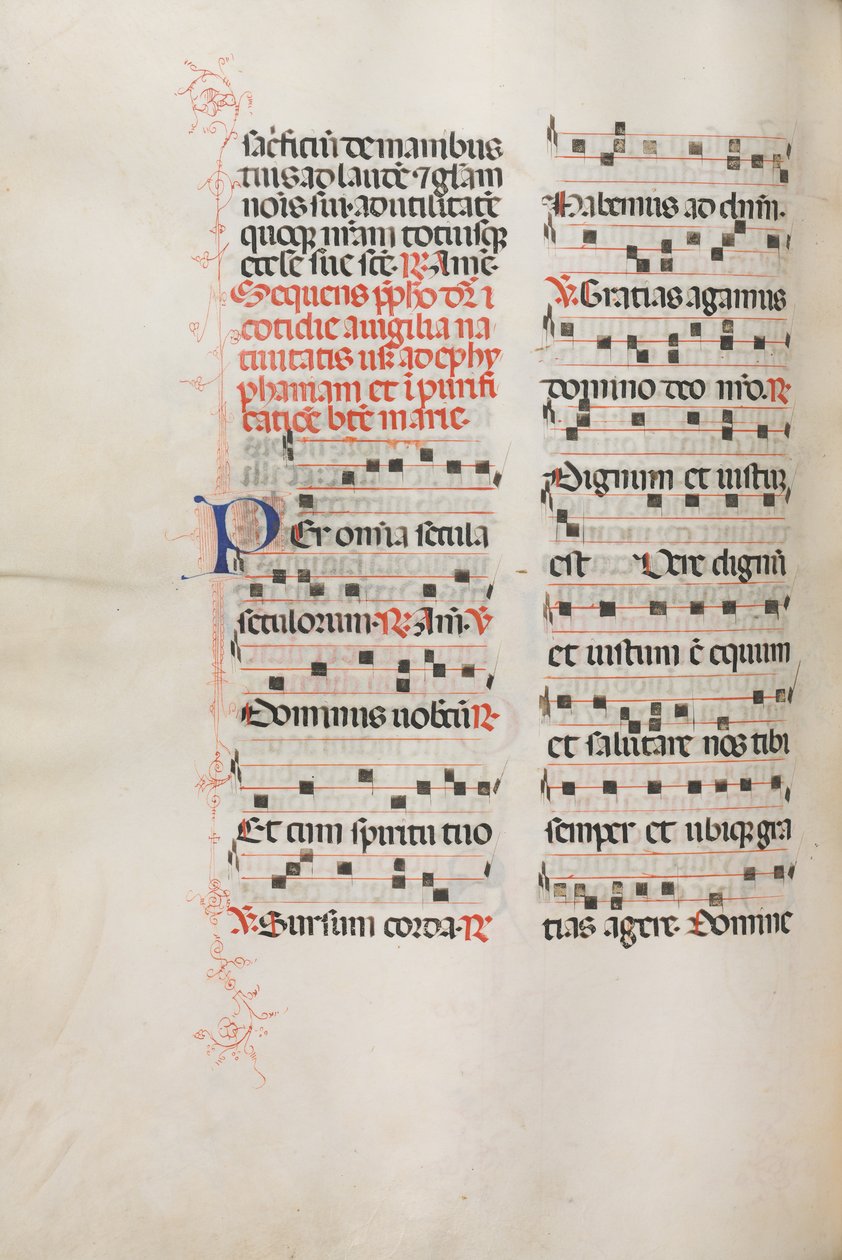 Missale: Fol. 176v: Music for Various Ordinary Prayers by Bartolomeo Caporali