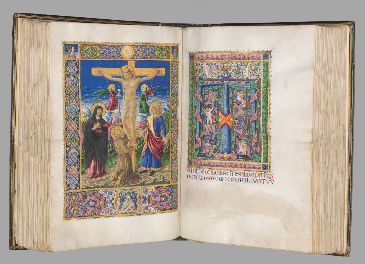 Missale: Fol. 185v: Crucifixion with borders full page by Bartolomeo Caporali